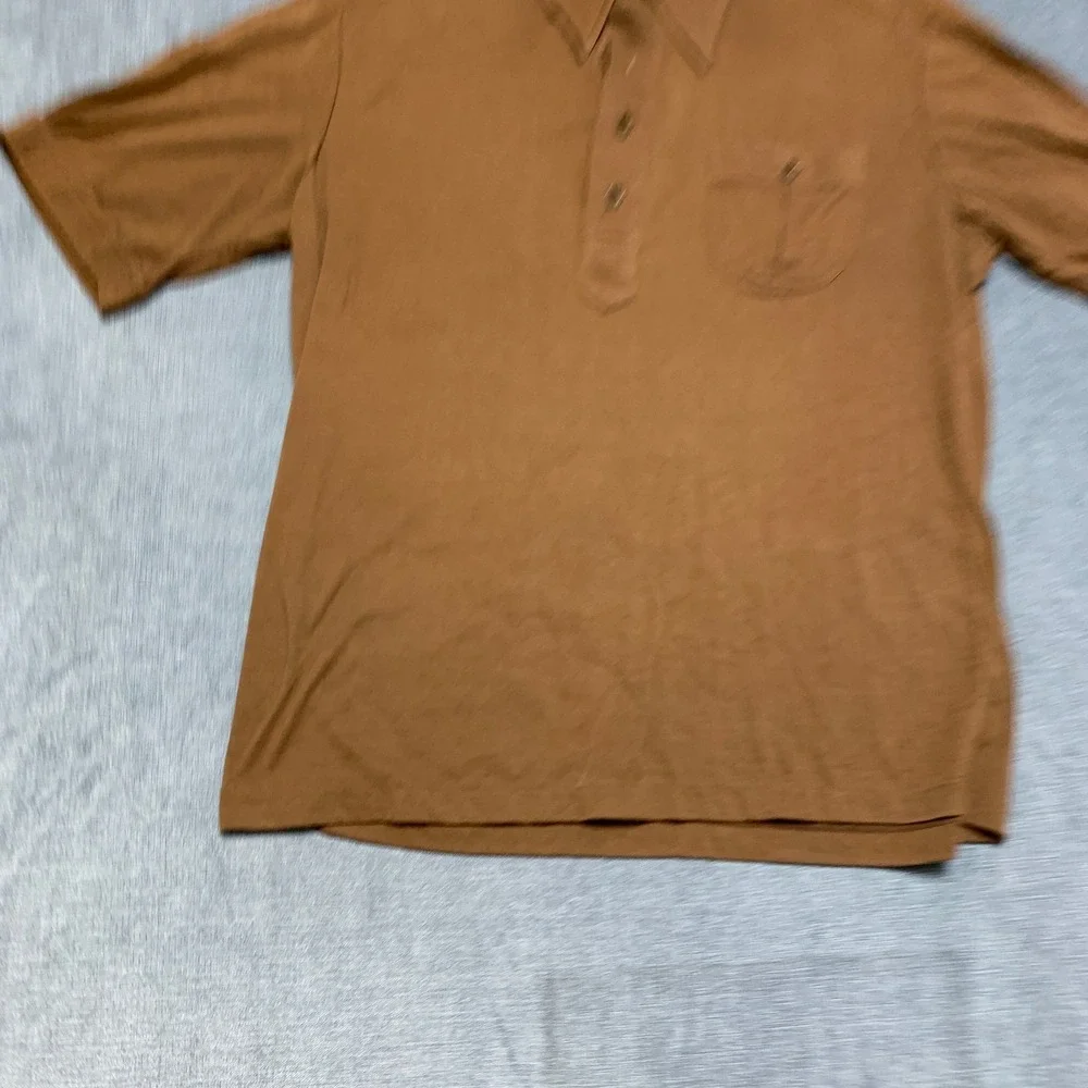 Scene III by Da Vinci Polo Shirt Mens Large Brown Chest Pockets Golf Performance
